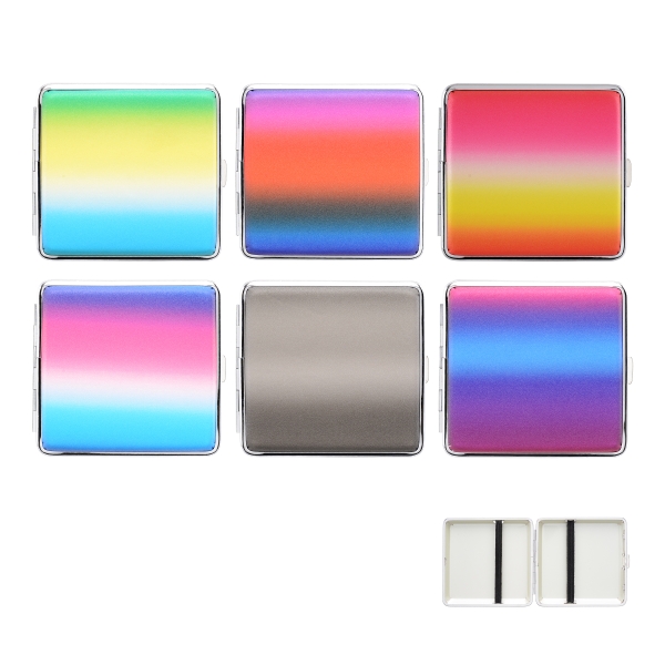 Atomic Zigarettenetui mit Gummiband Regenbogen Design 6 Farben sortiert